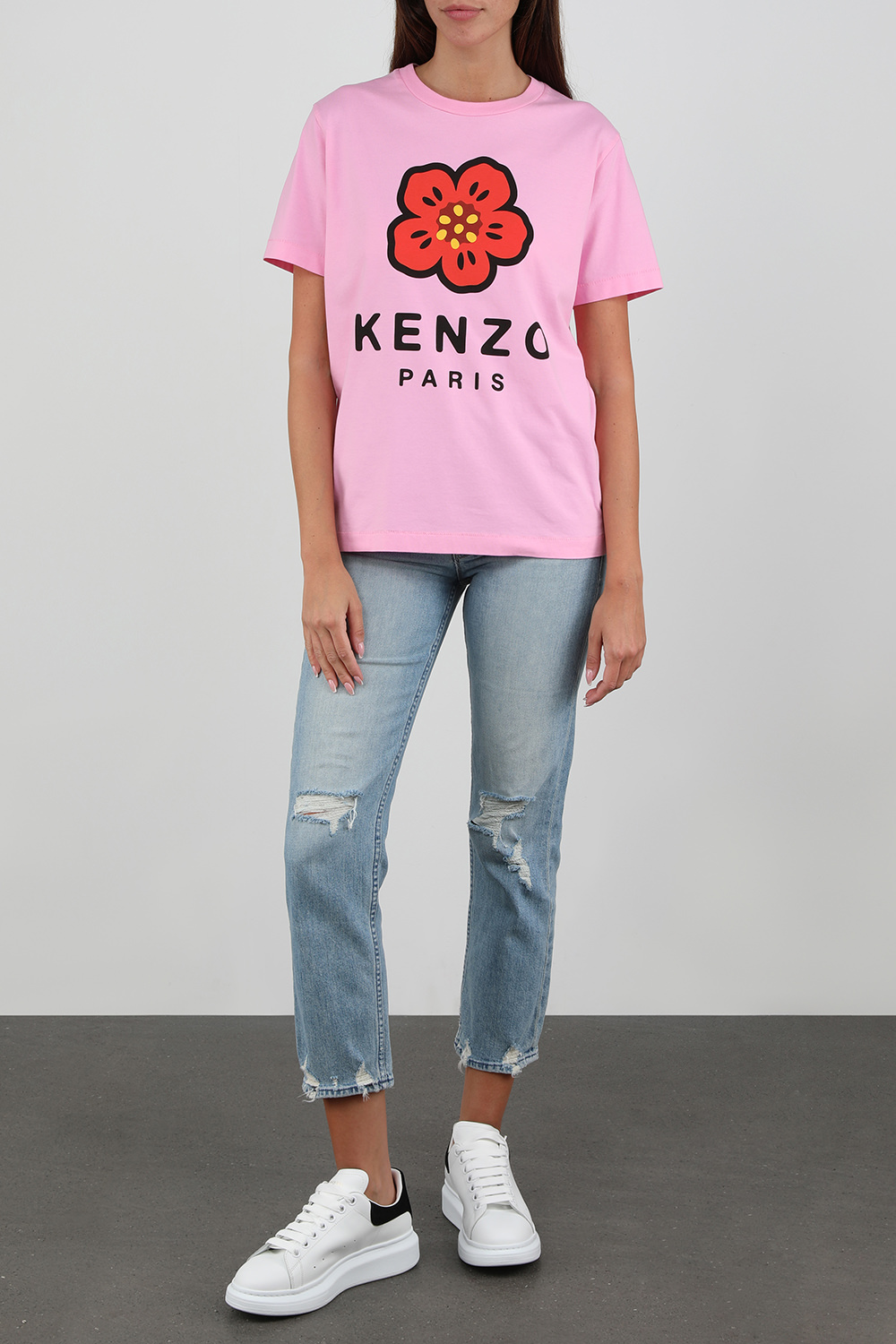 חולצת טי עם הדפס לוגו פרחוני KENZO